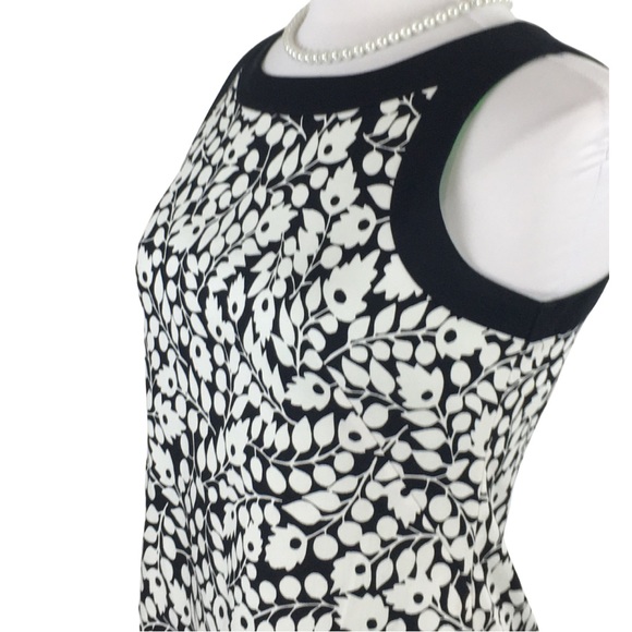 Willow Glenn Black White Floral Boat Neck Sheath Cotton Aline Midi Dress size 6 - Picture 4 of 14
